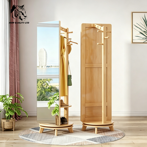 furniture factory good price customize huge stock eco-friendly floor mirror new designed bedroom furniture wood mirror coat rack - Product Image 2