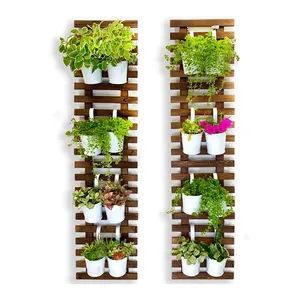 壁式花盆2包木制悬挂式大型花盆室内室外植物现场立式花园植物支架在墙上