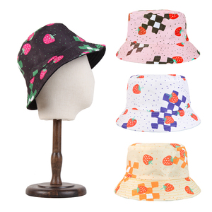 Lindo sombrero de lona de poliéster con estampado de fresas, unisex, para adultos, primavera, verano, informal, con diseño de frutas, 56-58 cm - Product Image 5