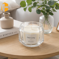 Fubei Living Nordic Chubby Angular Cut Aromatherapie-Kerzenbehälter Rauchgrünes Wohndekorations-Kerzengefäß