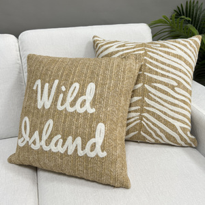 Funda de Almohada con Diseño de Letras Wild Island para Sofá Cama, Funda de Cojín Decorativa Boho Tropical para el Hogar - Product Image 1
