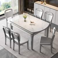 Table à manger en pierre de luxe léger, style moderne minimaliste nordique, extensible et pliable, en bois massif, réglable