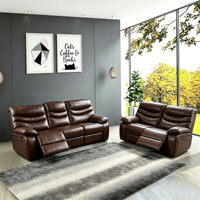 Luxuriöses Elektrisches Relaxsofa-Set aus Echtleder, 3+2-Sitzer mit Elektrischer Verstellung, Modernes Beige Wohnzimmer-Sofa für Heimkino