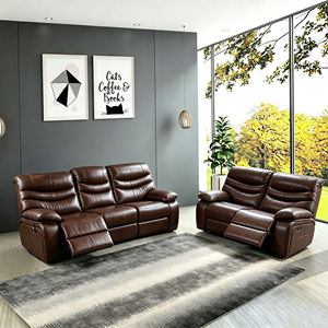 Ensemble de canapés électriques inclinables de luxe en cuir véritable 3+2 places, canapé de salon à mouvement électrique, canapé moderne beige pour home cinéma - Product Image 3