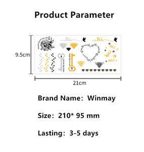 Tatuaggio all'hennè lucido <span class=keywords><strong>oro</strong></span> impermeabile temporaneo personalizzato metallico per autoadesivo del tatuaggio/tatuaggio delle braccia del corpo delle donne - Product Image 6