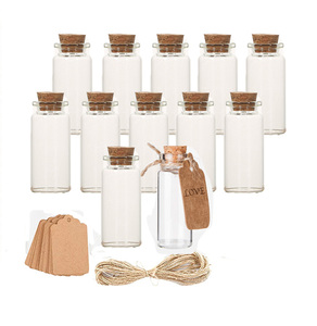 Dropsipping 12 Pcs 10/15/20/25/30ml <b>Cork</b> Stoppers Glass <b>Bottles</b> With Label Tags and String for Wedding Party Supplies - Product Image 1