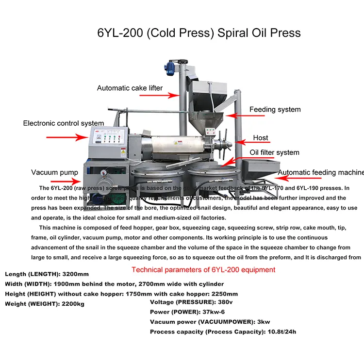 التجارية المسمار آلة ضغط الزيت عالية الكفاءة التلقائي 6yl-200 آلة ضغط الزيت النفط مطحنة للبيع