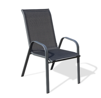 Chaises de patio empilables en fronde grise cadre en métal mariage salle à manger contemporaine en acier avec bras noir