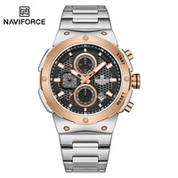 NAVIFORCE Officiel 8072 Montre de luxe haut de gamme pour hommes, bracelet en acier inoxydable, chronographe