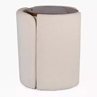 Ensemble coiffeuse avec miroir rabattable, table de maquillage rembourrée en bouclette et tabouret incurvé, bureau de toilette avec rangement dissimulé pour chambre à coucher