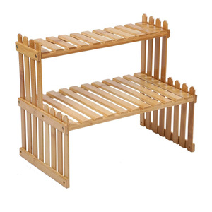 Desktop Flower Rack 2 Tier Bamboo Storage <b>Shelf</b> For <b>Desk</b> Organizing Plants And Vases - Product Image 5