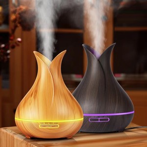Diffuseur <span class=keywords><strong>d</strong></span>'huiles essentielles 2-en-1 en bois grainé avec télécommande, 400 ml, humidificateur ultrasonique et veilleuse pour la maison, machine <span class=keywords><strong>d</strong></span>'aromathérapie - Product Image 6