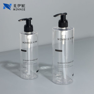 Minnie Transparent Cylindrical PET Plastic <b>Pump</b> <b>Bottle</b> 300ml 500ml For Lotion Shower Gel Shampoo Packaging - Product Image 1