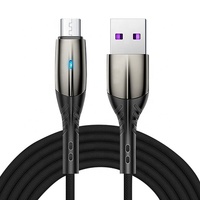 Câbles de données USB 3A 1M haut de gamme A10M à LED, charge rapide, tressés en tissu, pour Android V8 Micro USB et utilisation informatique