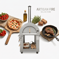 Nouveau produit - Four à pizza au bois/gaz avec grande surface de cuisson, briques réfractaires BTU, pour jardin, cuisine extérieure modulaire en acier inoxydable