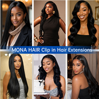 Extensions de cheveux à clipser en cheveux humains Remy véritables, lisses, invisibles, à installation rapide et sans couture pour femmes