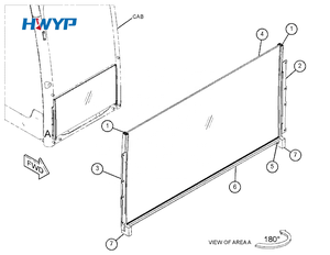 Pare-brise avant, vitres des portes et toit en verre pour excavatrices Kobelco SK130-8, SK140-8, SK200-8, SK210-8 - Product Image 2