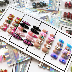 Lujo puro hecho a mano Press Ons Nails 3D tallado flor exquisita decoración acrílico reutilizable <span class=keywords><strong>uñas</strong></span> artificiales <span class=keywords><strong>con</strong></span> pegamento - Product Image 2