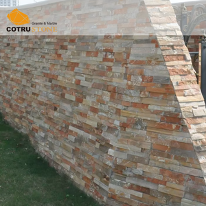 Rivestimento della <span class=keywords><strong>parete</strong></span> del giardino in <span class=keywords><strong>pietra</strong></span> <span class=keywords><strong>naturale</strong></span> su misura quarzite giallo arrugginito stile tradizionale cultura all'aperto impiallacciatura <span class=keywords><strong>parete</strong></span> di ardesia - Product Image 3