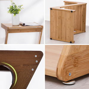 Mesa auxiliar móvil de madera maciza con ruedas, mesa de centro pequeña para sala de estar, sofá cama, multifunción - Product Image 3