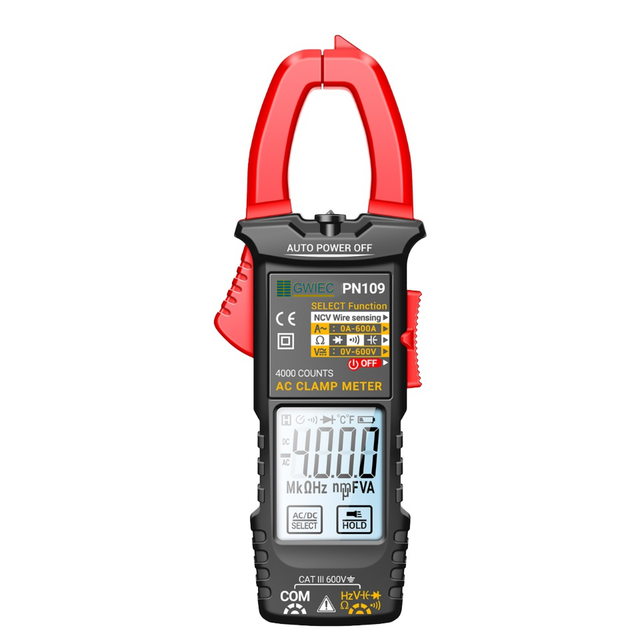 ANENG PN109 Professional Smart Clamp Meter 4000 Count Digital 600A High Current Non-Contact Capacitance Diode Resistance