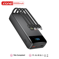 Batterie externe 20000mAh avec 4 câbles intégrés, charge rapide SCP 22.5W PD20W, affichage numérique LED, vente en gros pour les voyages