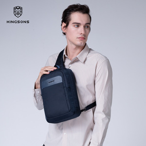 Kingsons Men's Crossbody <b>Bag</b> Vertical Square Blue Single Shoulder Business Travel <b>Tablet</b> <b>Bag</b> With Zipper Closure - Product Image 4