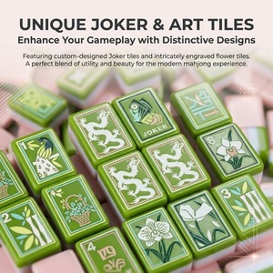 GACHT Customized Oil Painting Style American Mahjong <b>Set</b> 160-Piece Acrylic Tiles Folding Legs Eco-Friendly Durable Mahjong Bag - Product Image 5
