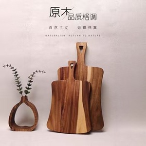 Acacia <b>Wood</b> Cutting Board With Handle Rectangle Shape Solid <b>Wood</b> Kitchen Chopping <b>Block</b> For Household Use - Product Image 4