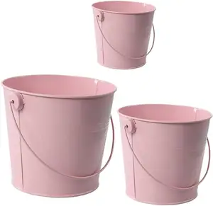 3 buah ember Mini ember logam, untuk pesta keranjang makanan taman wadah sukulen ember logam