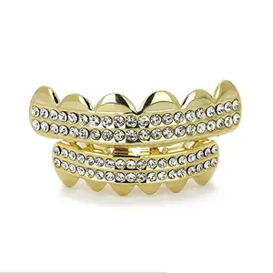 Light Jewelry Set Baru Gigi Grillz Panggangan Warna Perak Bagian Atas Bawah Dental Mouth Hip Hop Perhiasan Mode Perhiasan Rapper