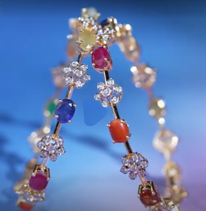 High Quality Pakistani Handmade <b>Gold</b> <b>Plated</b> Simple Navarathna Stone <b>Bangles</b> - Product Image 1