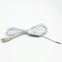 Hochwertiges 5V USB-A-Stecker auf offenes, verzinntes Kabel mit EIN/AUS-501-Druckschalter-Stromverlängerungskabel für LED-Lichtstreifen und Lampen