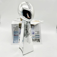 Trophée de football américain en résine argentée brillante, coupe de championnat de rugby pour le gagnant du tournoi, cadeau commémoratif