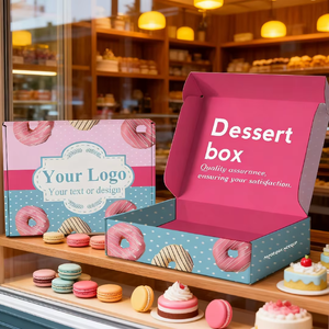Boîtes à dessert en papier rigide de qualité alimentaire, écologiques, recyclables, personnalisées, en gros, pour beignets, chocolat, avec laminage mat - Product Image 3