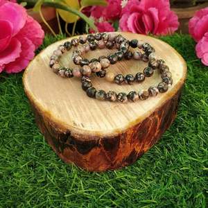 Pulsera de cuentas de Rodonita tallada a mano de la mejor calidad, cristal Natural para amor, equilibrio, joyería curativa, regalos grabados pulidos - Product Image 4