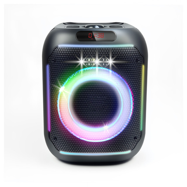 Outdoor Party Speaker Single 6.5inch RGB LED with Microphone Battery Powered AUX for 5.3 30-50W Portable Plastic