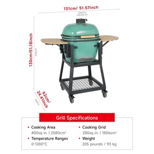 Barbecue <span class=keywords><strong>Kamado</strong></span> ovale SEB de 23 à 26 pouces, grand fumoir en céramique pour charbon de bois, idéal pour le jardin, l'extérieur et le camping - Product Image 3