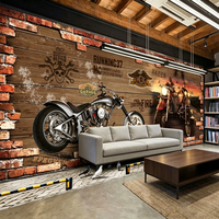 Papier peint mural grand format avec motifs 3D africains, moto, voiture, briques, pour chambre d'enfant, décoration rétro de restaurant