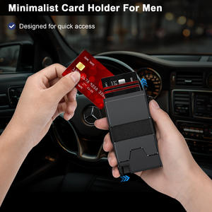 Minimalista Delgado RFID Antirrobo Porte <span class=keywords><strong>Cartes</strong></span> Smart Card Holder Rfid Pop up Mens Switch Wallet RFID Bloqueo con banda de efectivo - Product Image 6