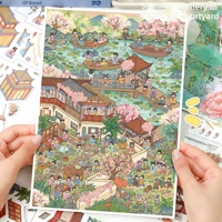 Autocollants Paysages Yilan 1770 Série Style Ancien Scènes Miniatures 3D pour DIY Anti-Stress Journalisation Matériau PET