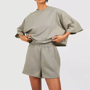 Offre Spéciale complet personnaliser femmes surdimensionnées 100% coton ensemble de shorts d'été ensembles pour femmes - Product Image 1