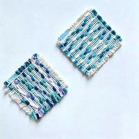 Sous-verre en jacquard tissé à la main, coloré, rayé, avec franges, style bohème, absorbant, pour protéger la table