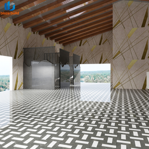 Moderna y Lujosa Baldosa de Porcelana Geométrica Tejida Gris Blanca Pulida de 800x800 mm <span class=keywords><strong>para</strong></span> Suelos de Vestíbulos de Hoteles y Oficinas - Product Image 4