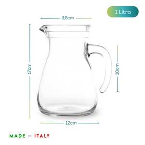 Caraffe in vetro da 1 litro con manico ergonomico e beccuccio antigoccia, lavabili in lavastoviglie, set di brocche per servire succhi e acqua - Product Image 2