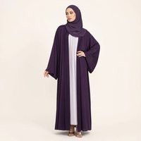 Abaya à manches larges pour femmes, couleur prune, vêtements islamiques modestes
