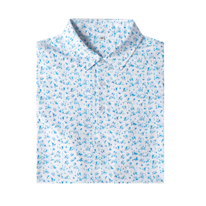 เสื้อโปโลแขนสั้นพิมพ์ลายสำหรับผู้ชาย สีฟ้าอ่อน ลายจุด ระบายอากาศได้ดี ทรงปกติ - Product Image 6