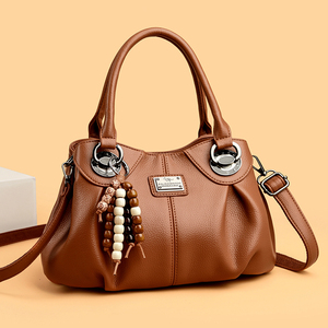 Sacs fourre-tout grande capacité pour femmes en cuir PU souple, sacs à bandoulière avec joli petit pendentif, fermeture éclair, sac à main pour femmes - Product Image 6