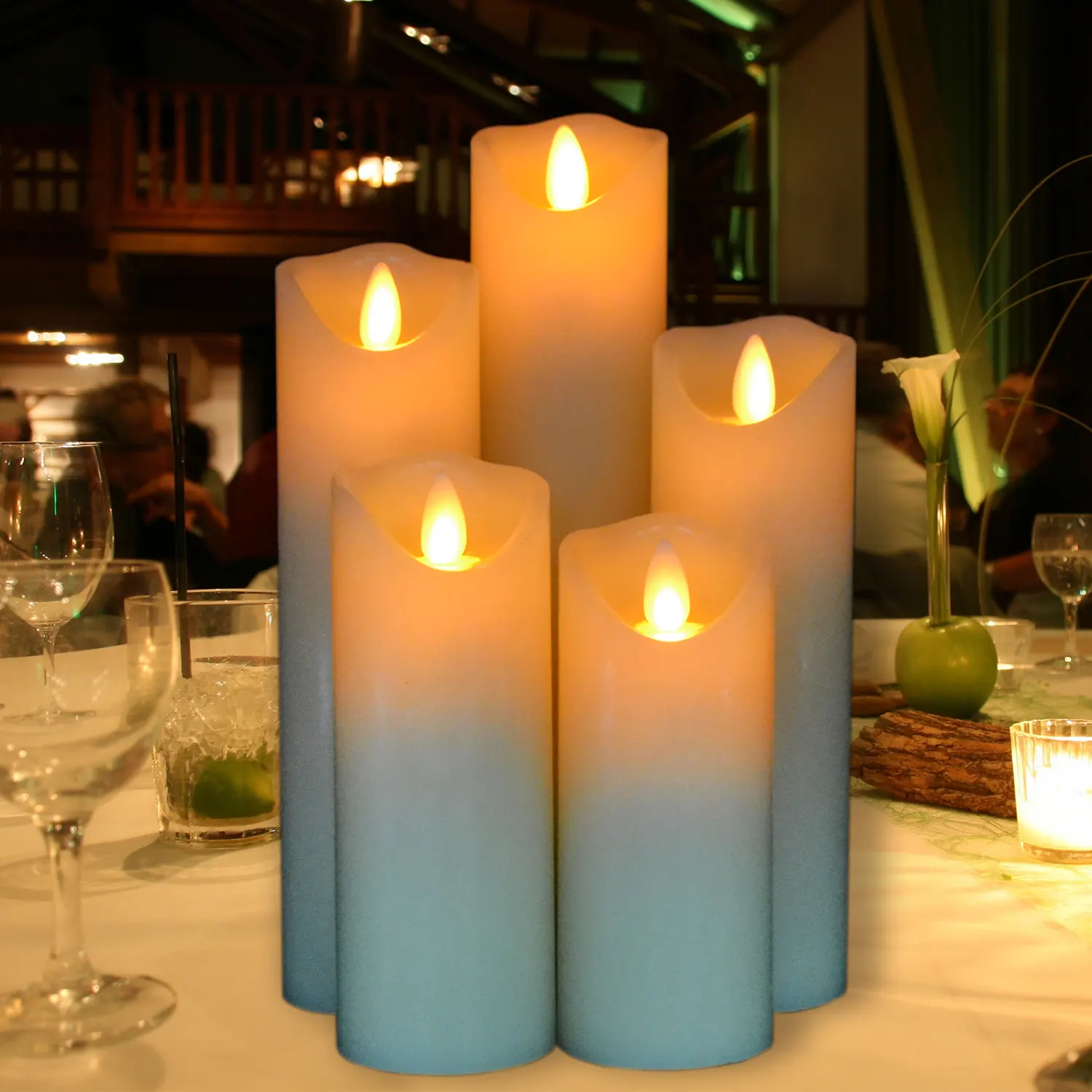 Battery Operated Timer LED Pillar Candle Set For Events Parties