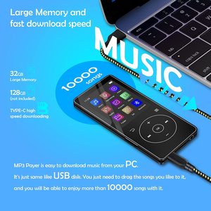 Nuovo Lettore MP3 Digitale Portatile con Pulsante Touch, Riproduttore Musicale <span class=keywords><strong>MP4</strong></span> Lossless da 32GB con Radio FM - Product Image 2